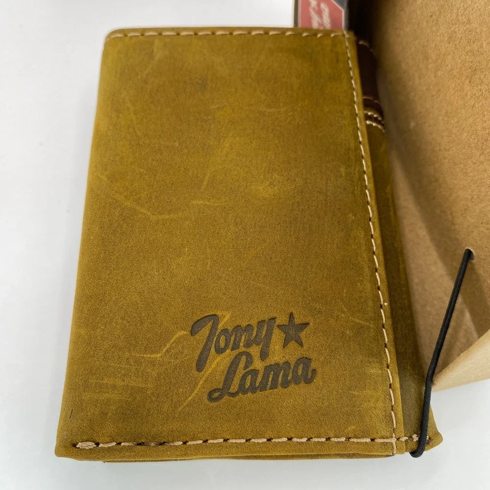 Tony Lana Men's RFID Trifold Wallet Brown Leather Rodeo Western NIB